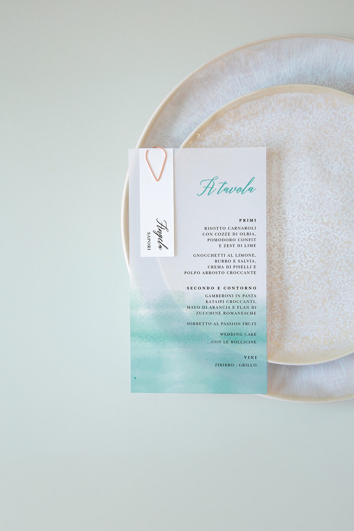 Menu Segnaposto Vellum Acquerello