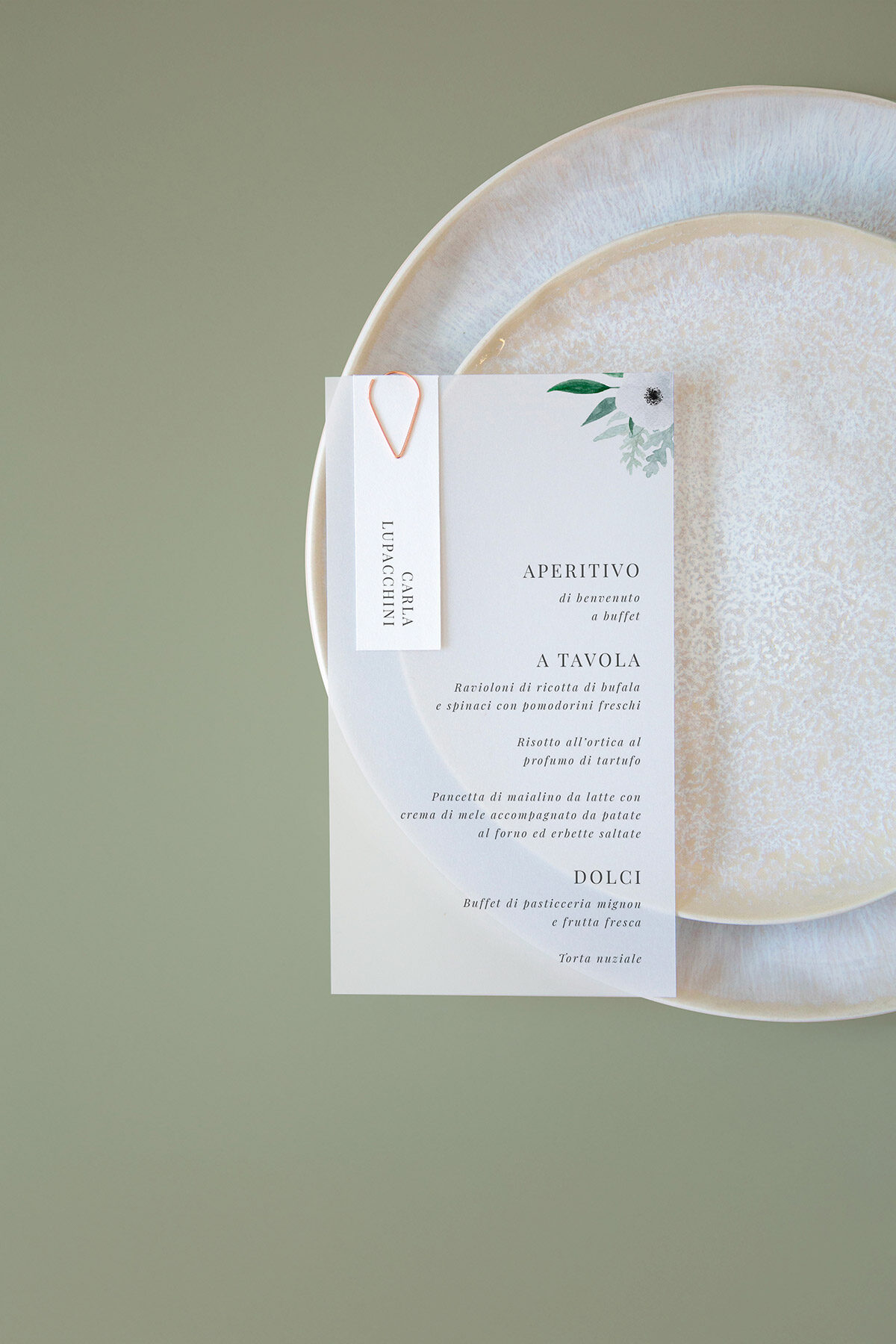 Menu Segnaposto Vellum Anemoni