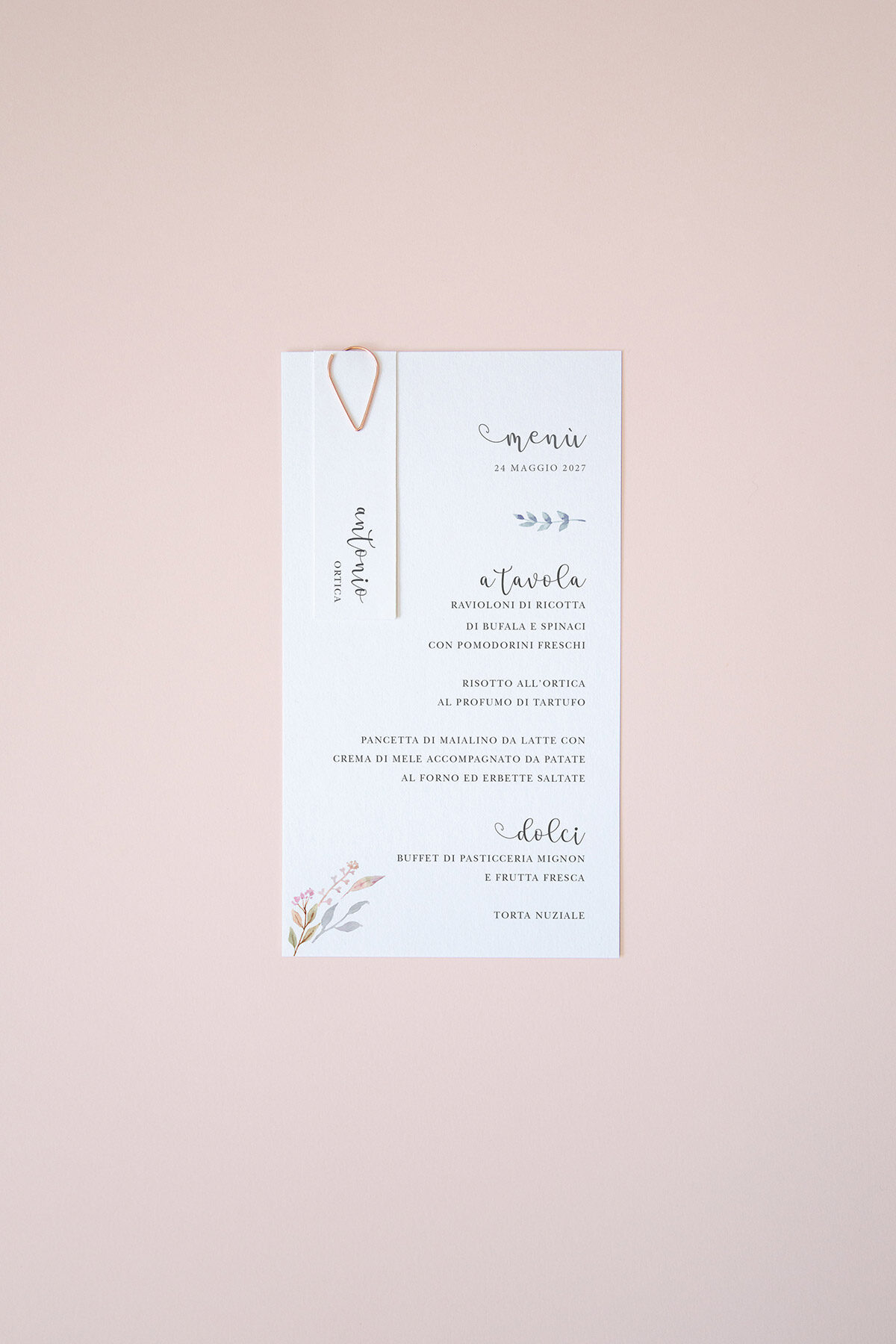 Menu con Segnaposto Bloom