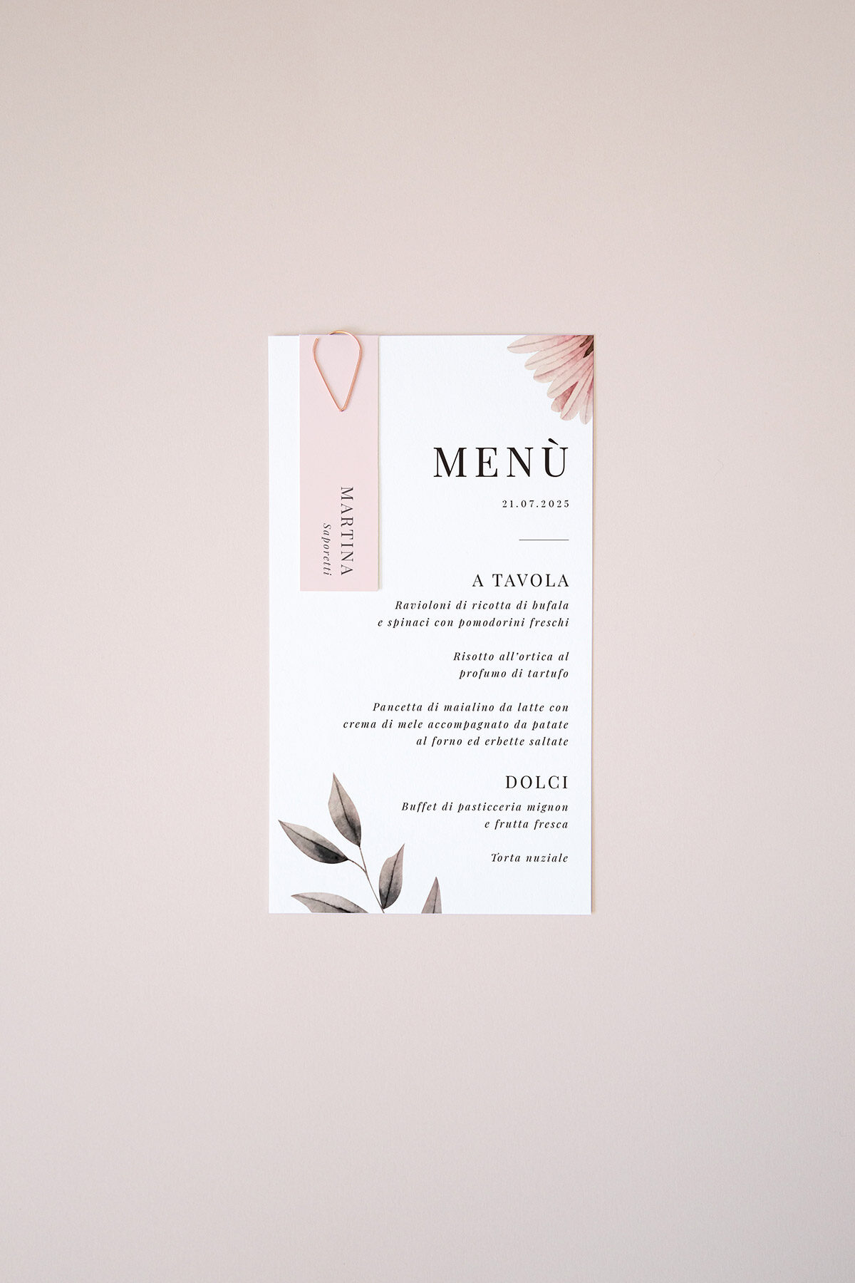 Menu con Segnaposto Blush