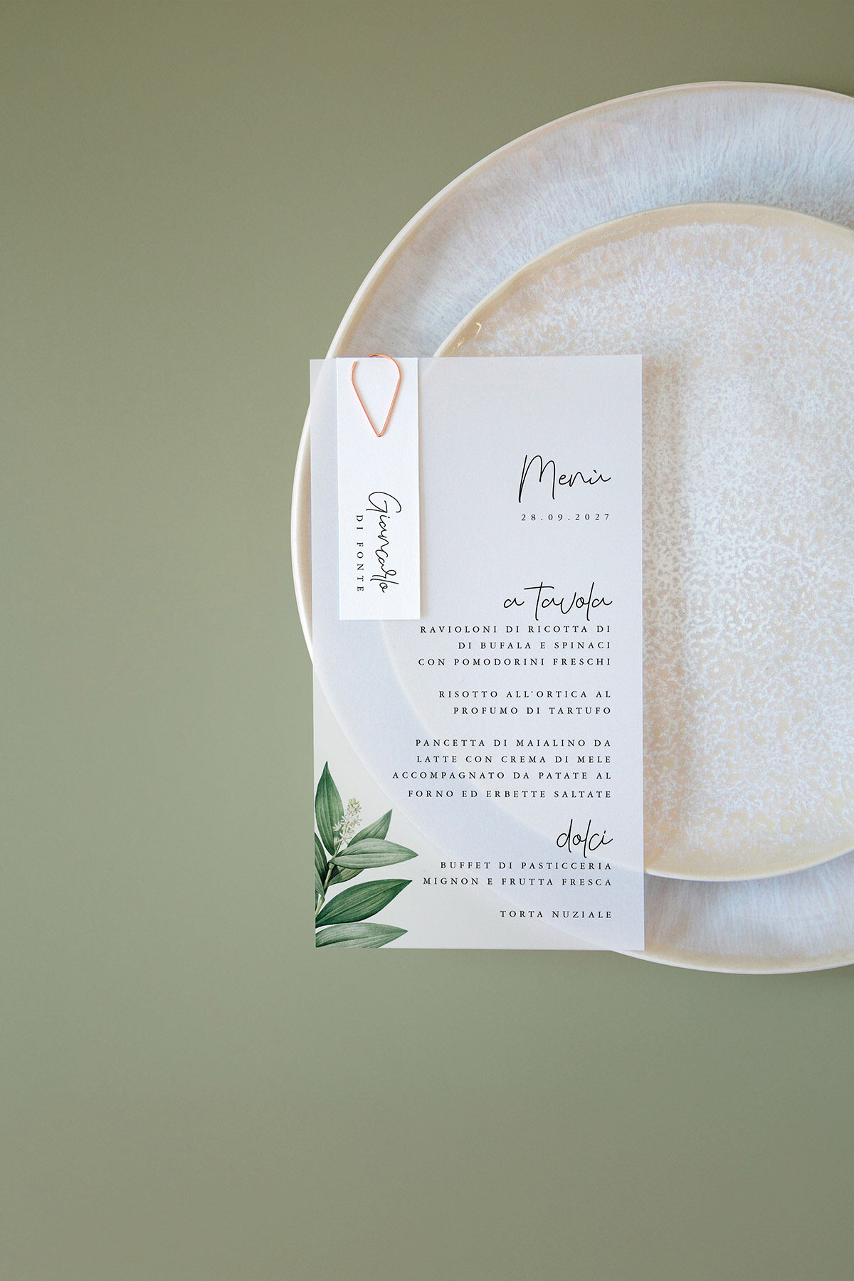 Menu Segnaposto Vellum Botanico