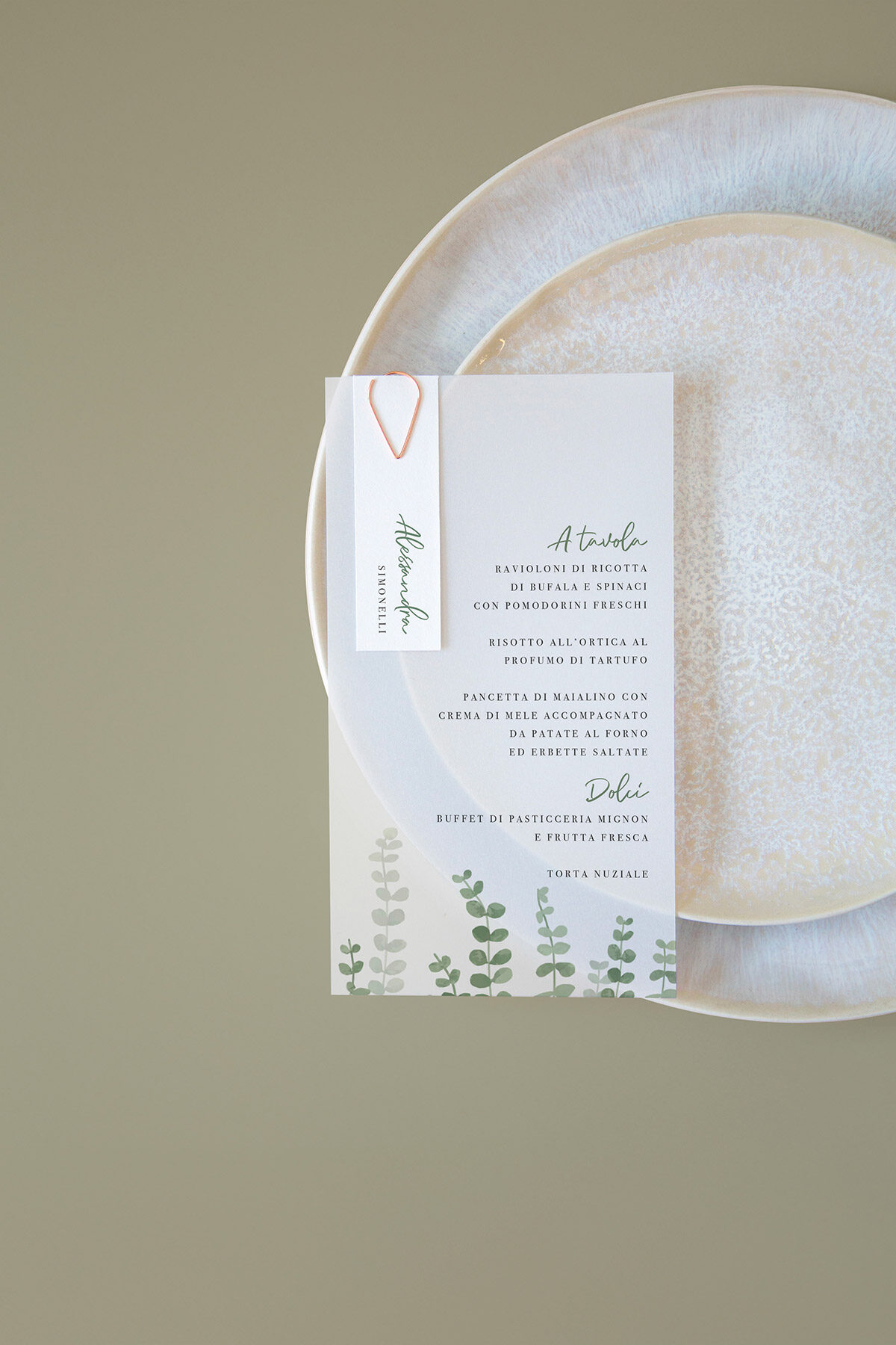 Menu Segnaposto Vellum Edera