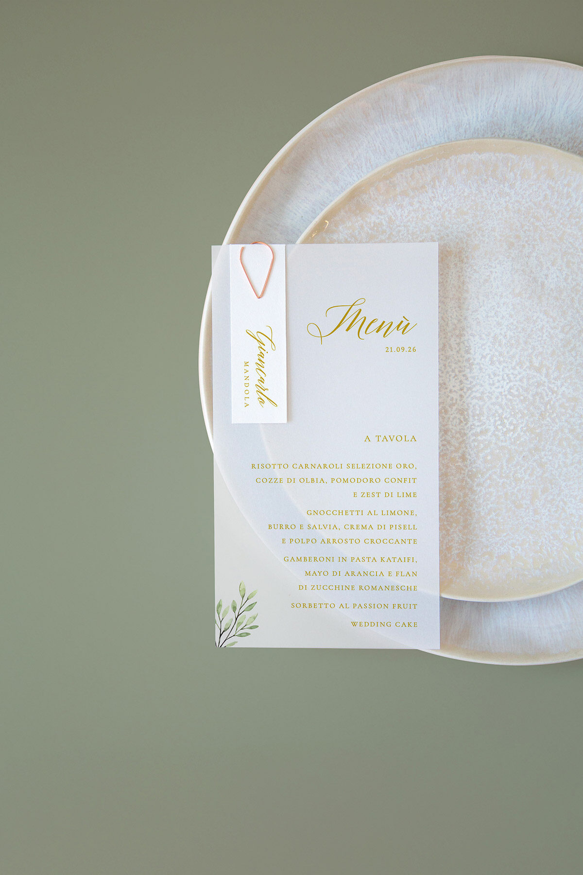 Menu Segnaposto Vellum Golden