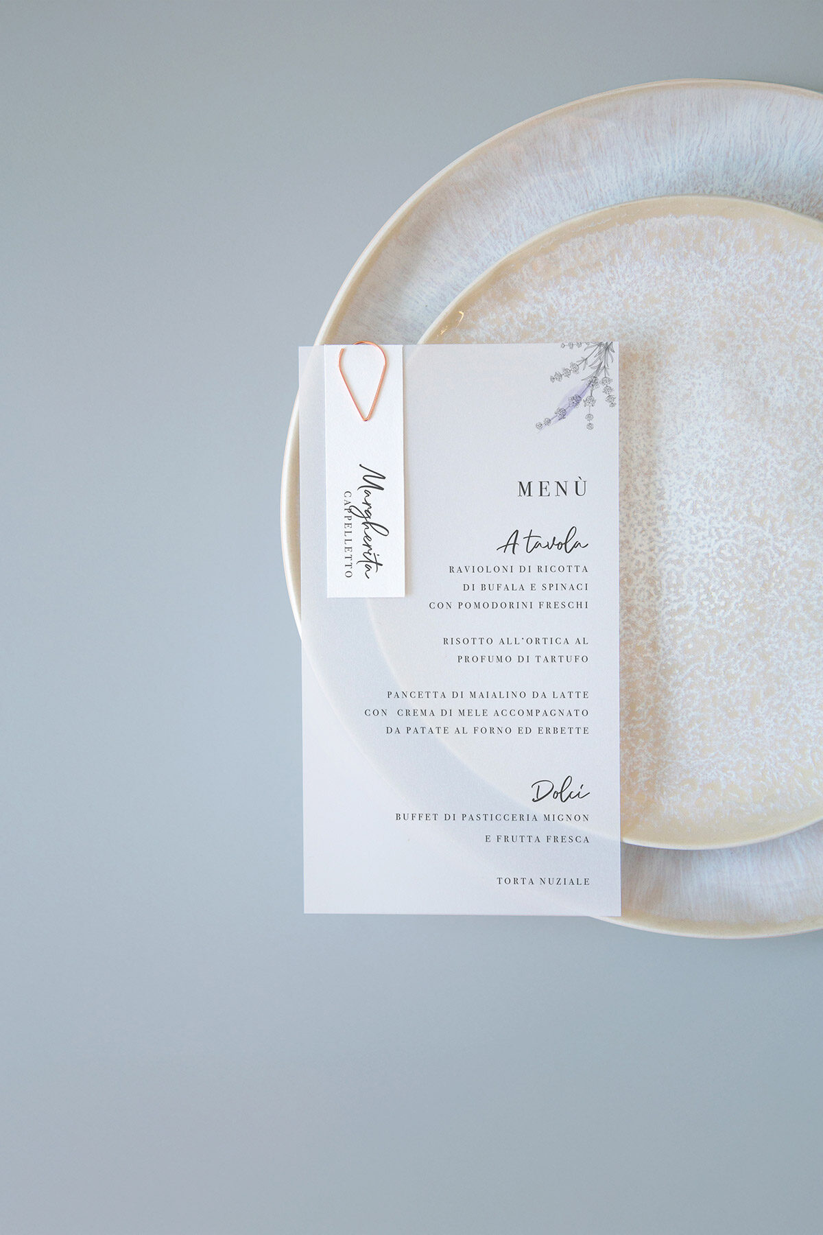 Menu Segnaposto Vellum Lavanda