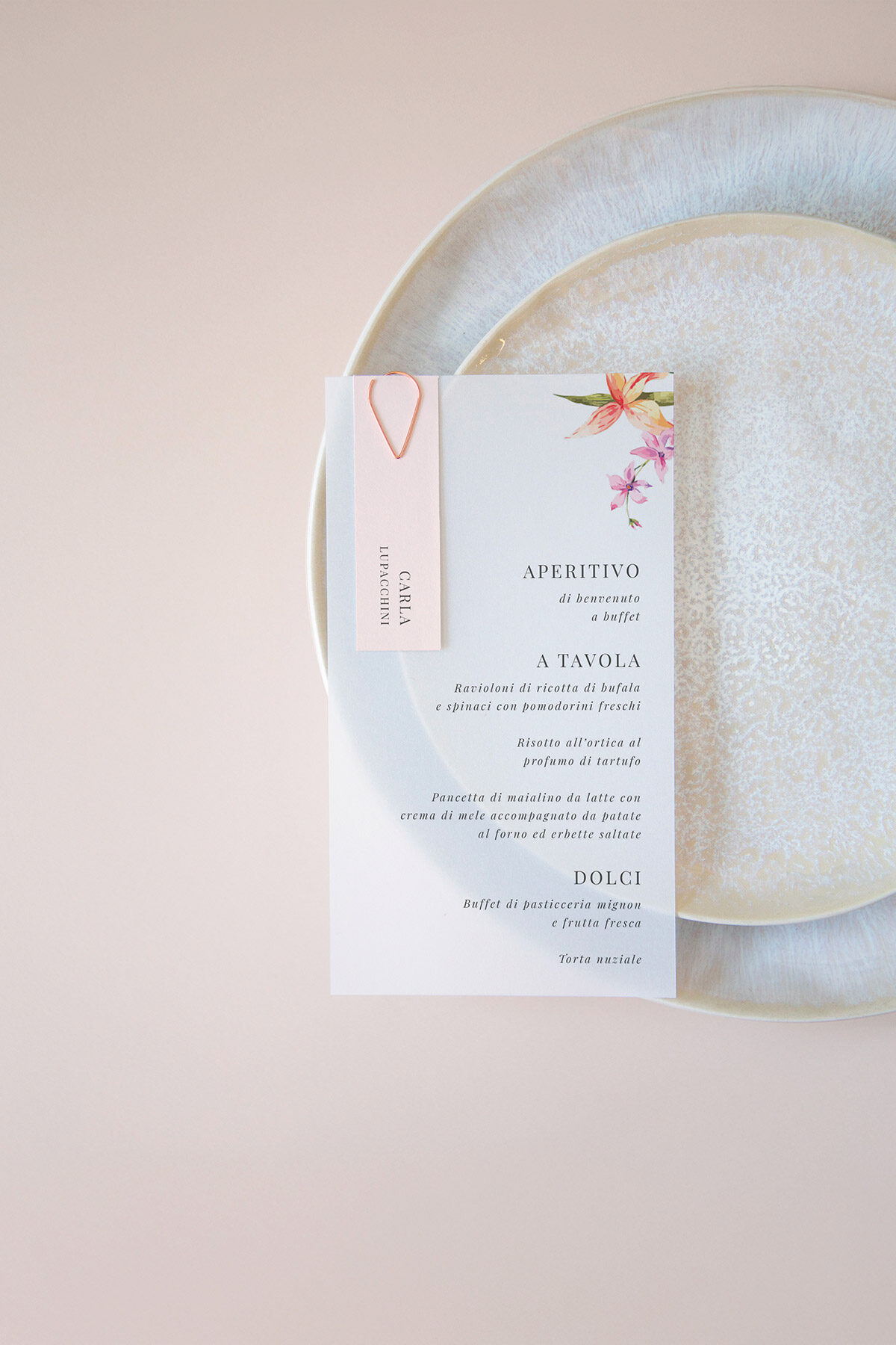 Menu Segnaposto Vellum Ortensie