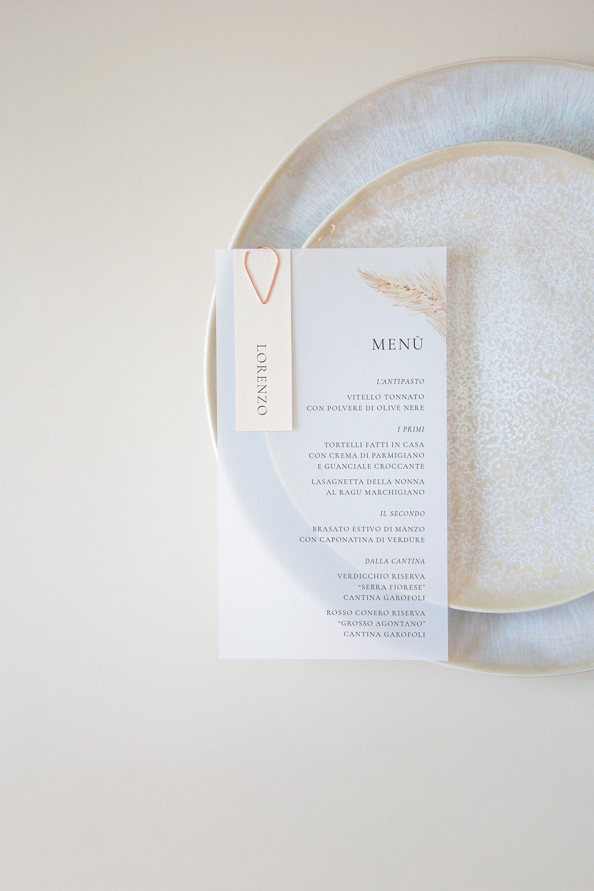 Menu Segnaposto Vellum Pampas