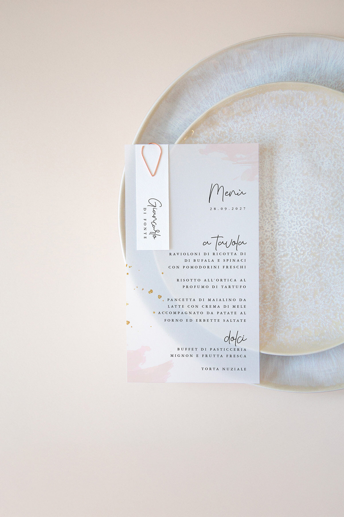 Menu Segnaposto Vellum Rose Gold