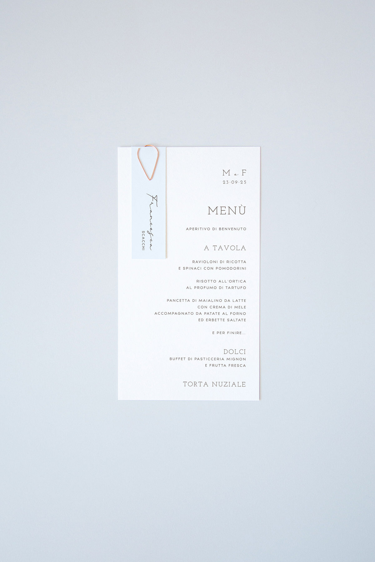 Menu con Segnaposto Stucco