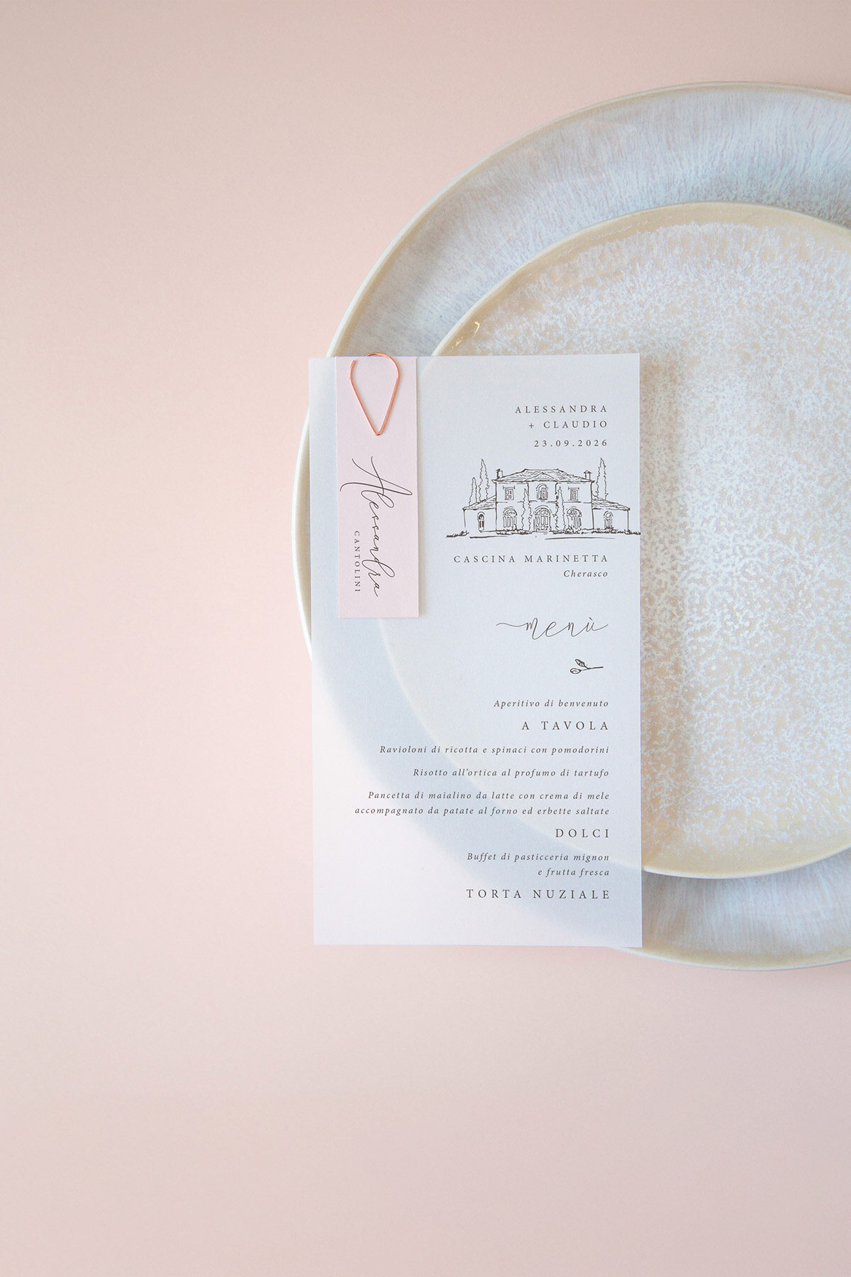 Menu Segnaposto Vellum Venue