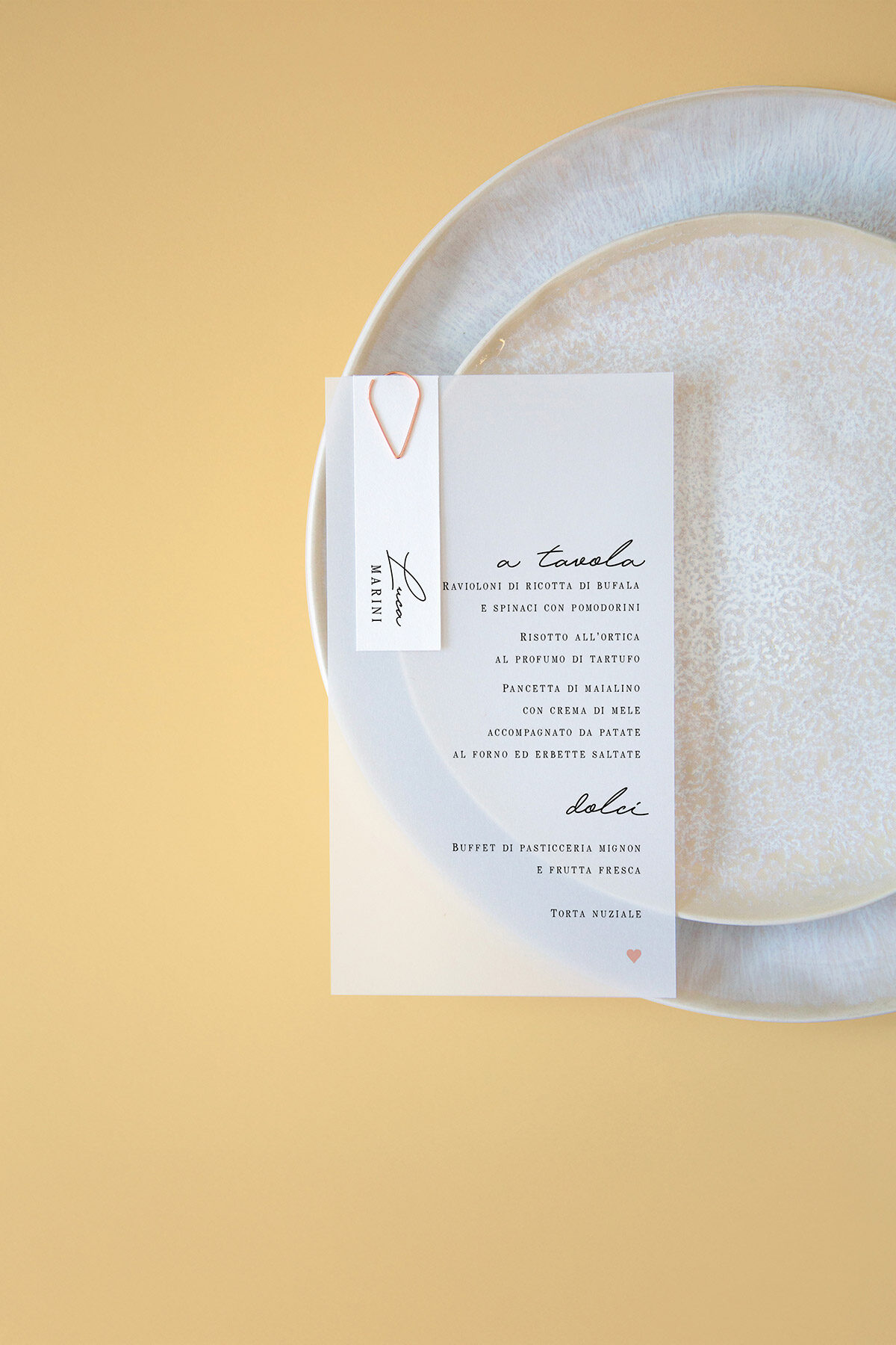 Menu Segnaposto Vellum Vinile