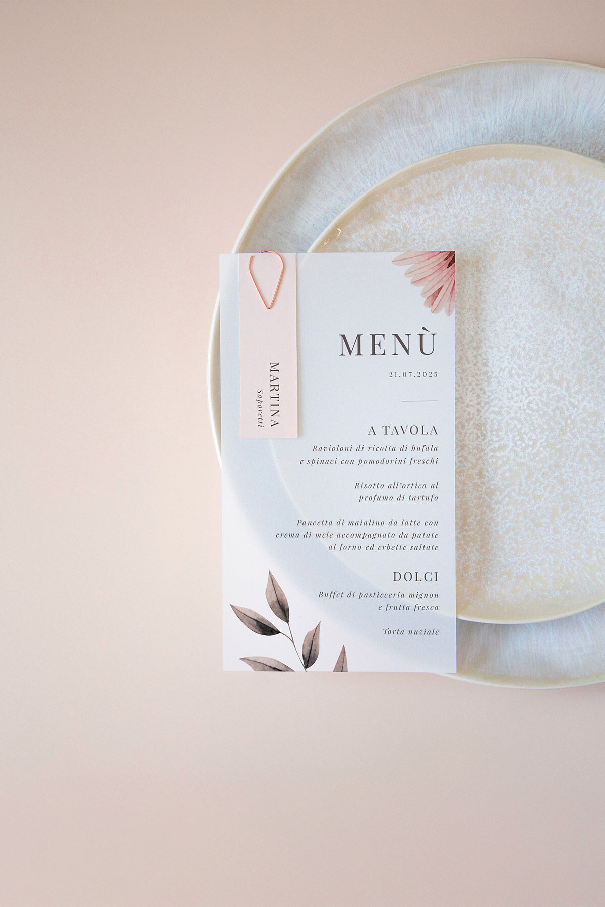 Menu Segnaposto Vellum Blush