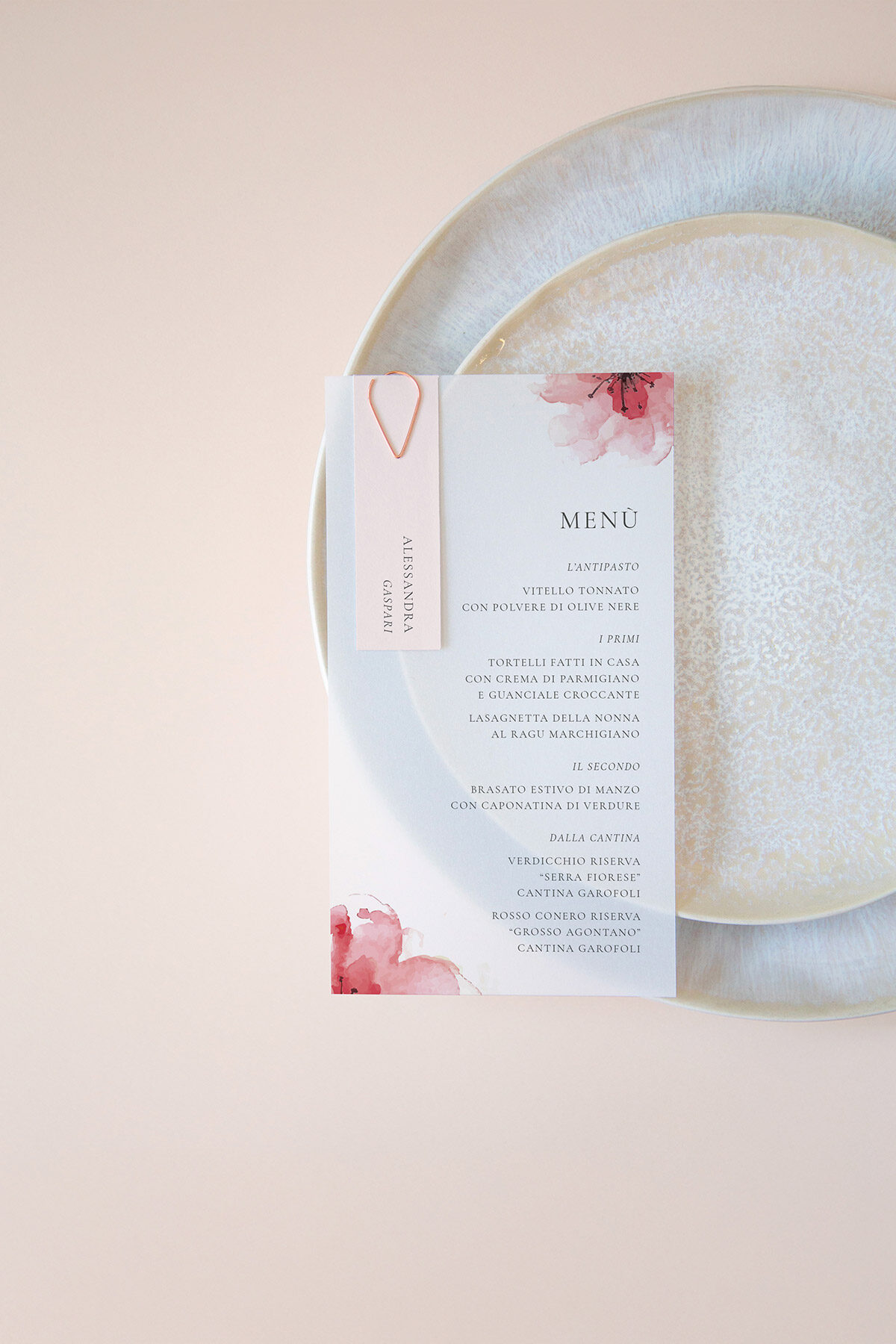 Menu Segnaposto Vellum Ciliegio