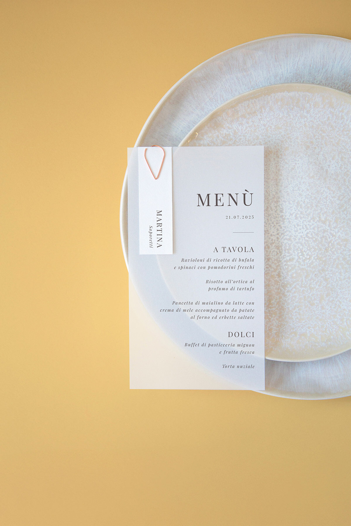 Menu Segnaposto Vellum Geometrico