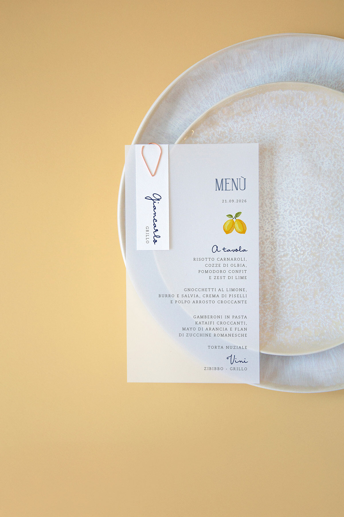 Menu Segnaposto Vellum Limoni