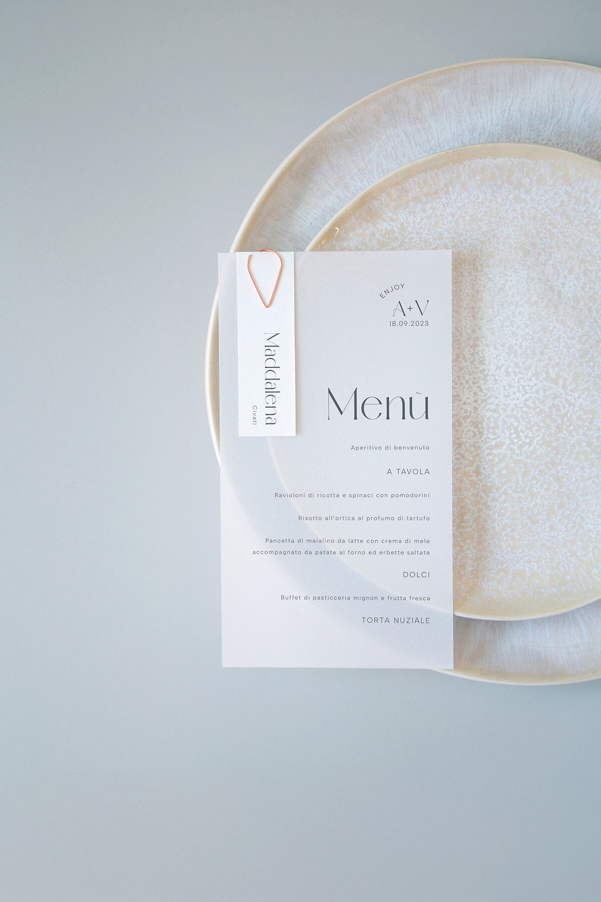 Menu Segnaposto Vellum Pebbles