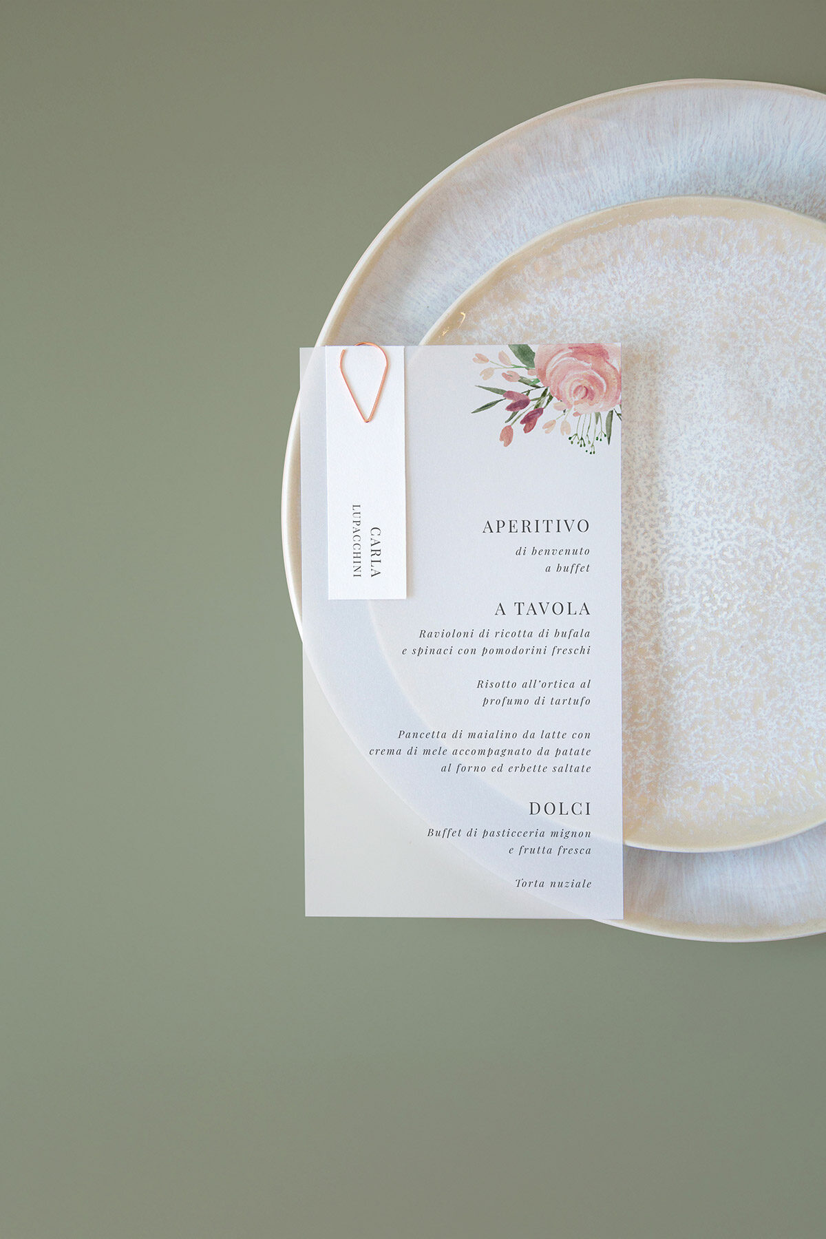 Menu Segnaposto Vellum Peonie