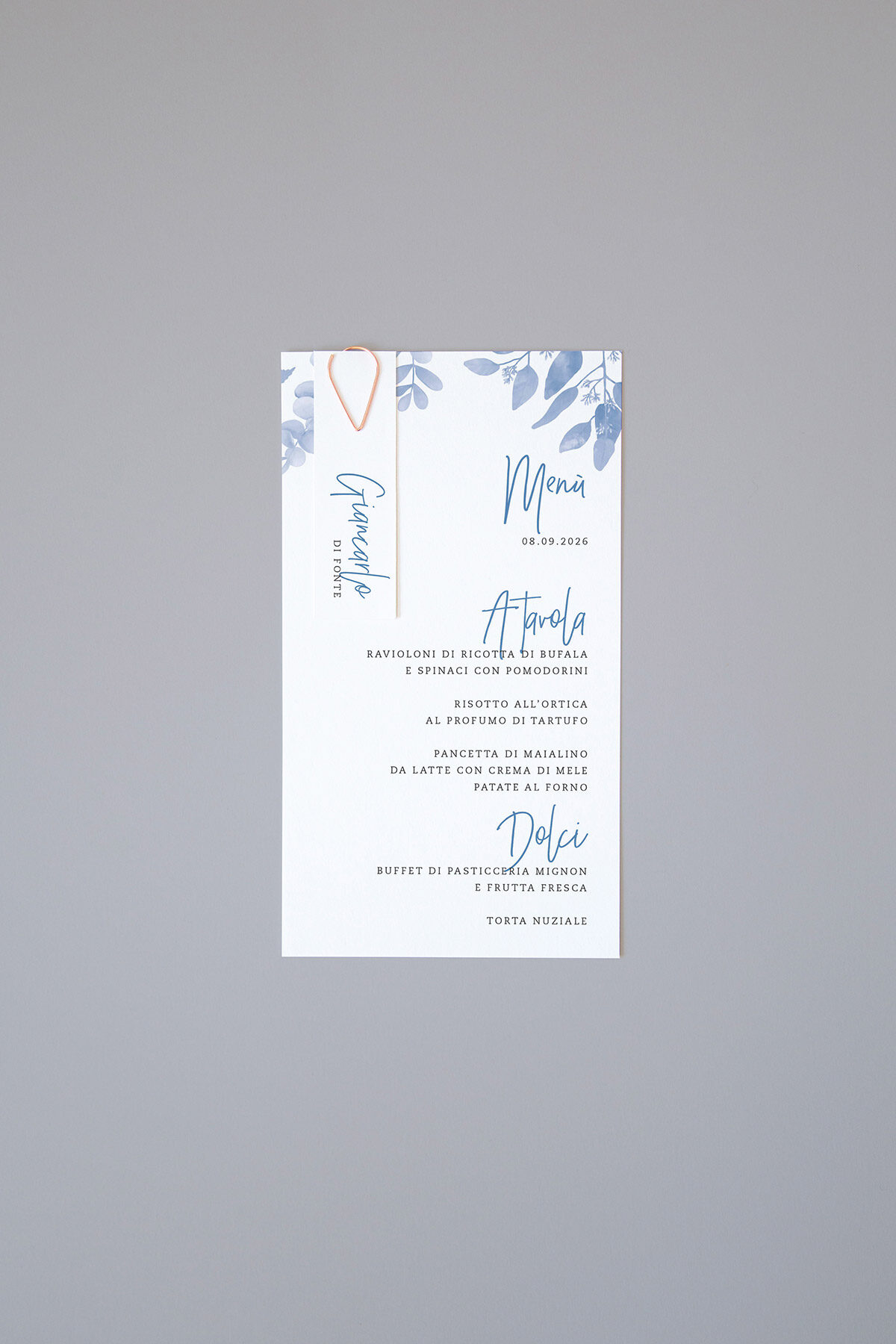 Menu con Segnaposto Rametti Blu