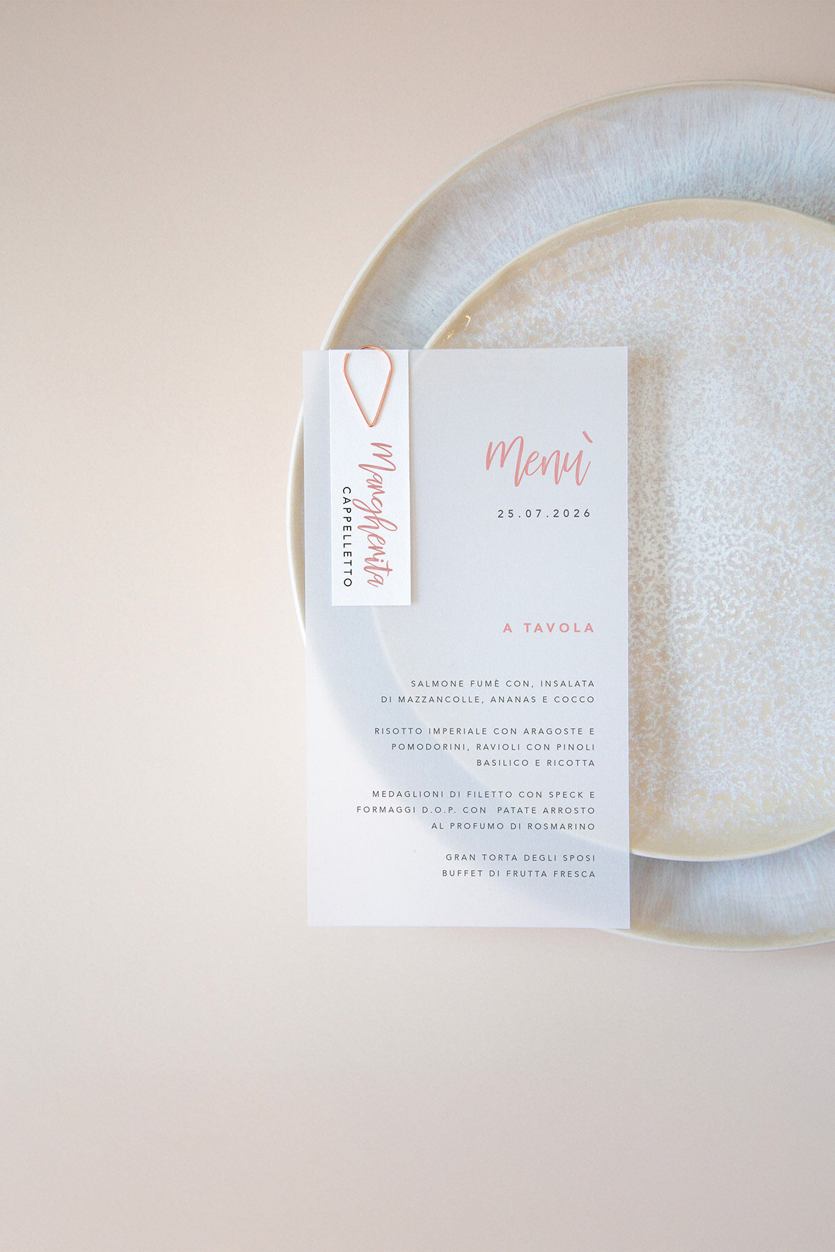 Menu Segnaposto Vellum Romantica