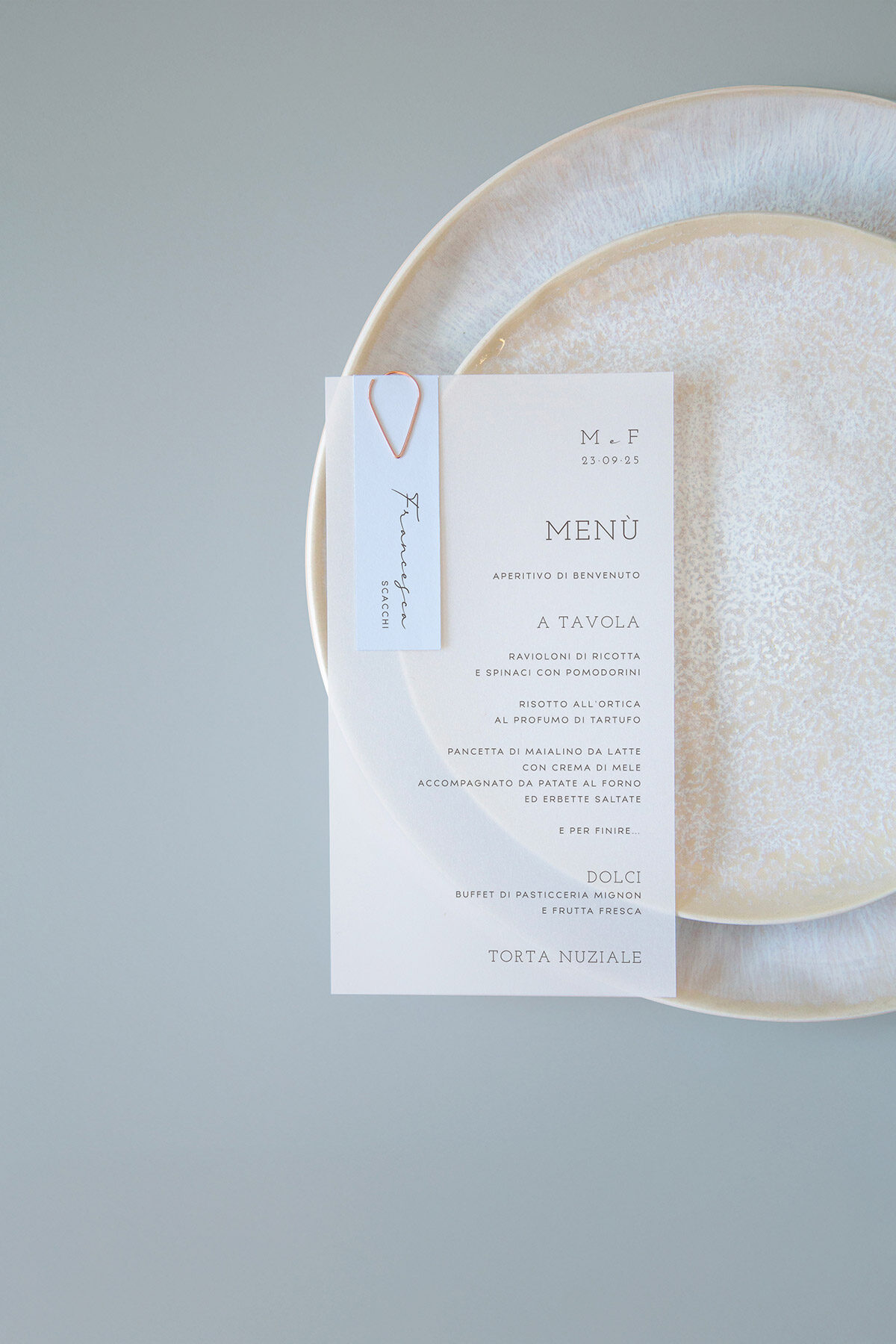 Menu Segnaposto Vellum Stucco